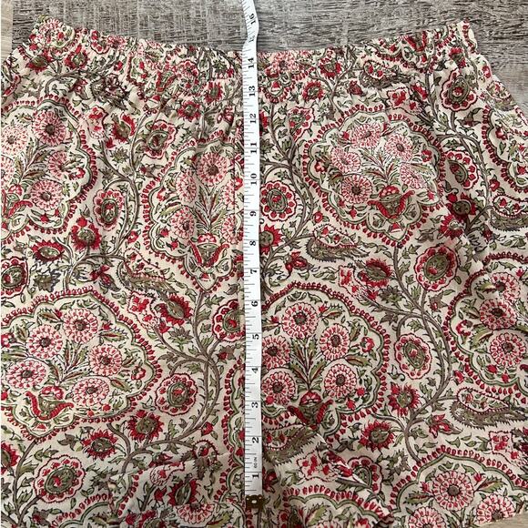 Anokhi India Block Print Cotton Shorts Red Floral Paisley Elastic Waist L - Picture 6 of 10